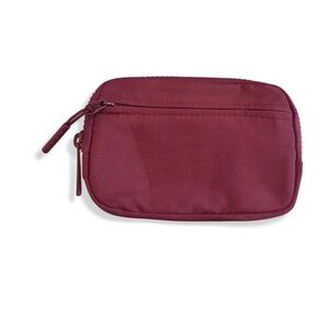 Compact Pink Cosmetic Bag with Metallic Zipper